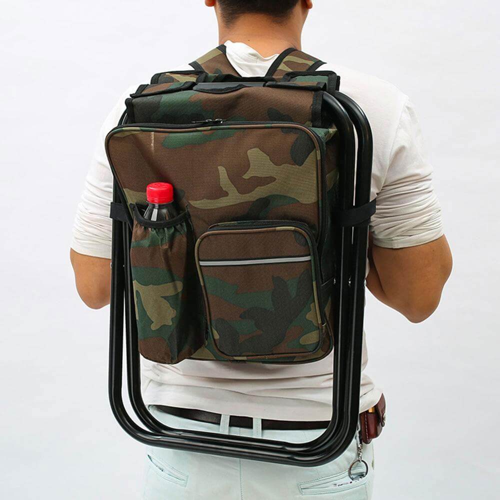 Camo store backpack chair